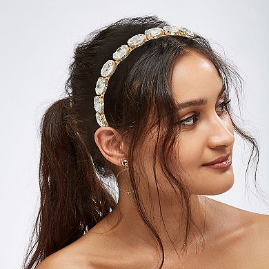 Metal Oval Colorful Glass Faux Crystal Hairband Rhinestone Women Hairband