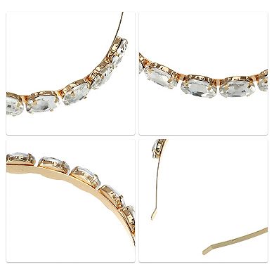 Metal Oval Colorful Glass Faux Crystal Hairband Rhinestone Women Hairband