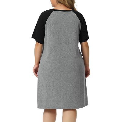 Women's Plus Size Short Sleeve Cute Graphic Nightgown - Agnes Orinda 3X Gray