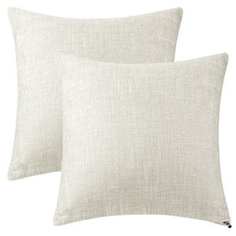 Linen Solid Contemporary Indoor Outdoor Decorative Throw Pillow Cover 2 Packs 18" x 18"