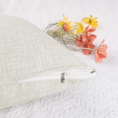 Linen Solid Contemporary Indoor Outdoor Decorative Throw Pillow Cover 2 Packs 18" x 18"