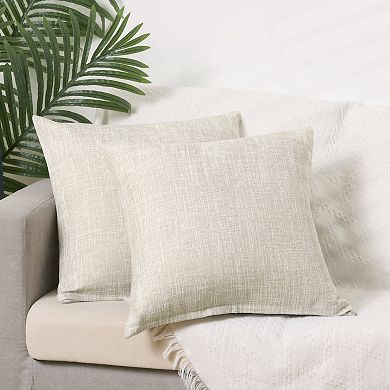 Linen Solid Contemporary Indoor Outdoor Decorative Throw Pillow Cover 2 Packs 18" x 18"