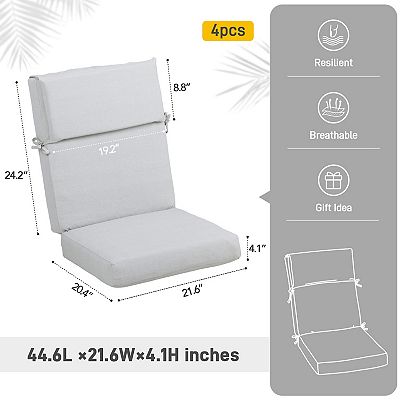 Aoodor Outdoor Chair Cushion 45 x 22 x 4 Patio Furniture Seat Cushion Set of 4