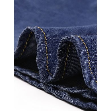 Plus Size Denim Overall Dress for Women Button Front Adjustable Strap Suspender Jean Skirt