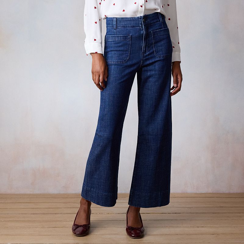Women's LC Lauren Conrad Super High-Rise Wildflower Wide Leg Cropped Pants,