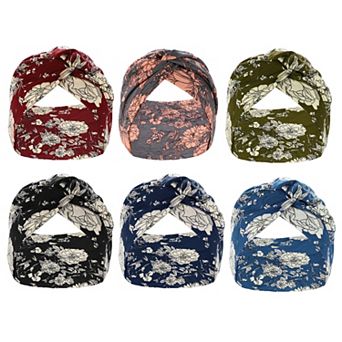 6 pc Yoga Wide Elastic Headscarfs Turban 7.09inch Wide Colorful for Women