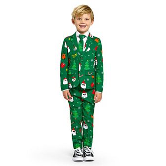 Boys 2-8 OppoSuits Festivity Green Christmas Tree Jacket, Pants & Tie Suit Set