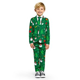 Boys 2-8 OppoSuits Festivity Green Christmas Tree Jacket, Pants & Tie Suit Set
