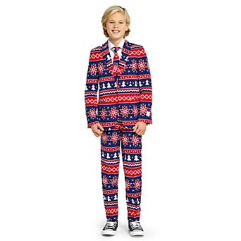Boys 10-16 OppoSuits Nordic Noel Christmas Party Jacket, Pants & Tie Suit Set