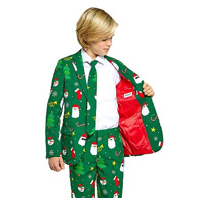 Boys 10-16 OppoSuits Festivity Green Christmas Tree Jacket, Pants & Tie Suit Set