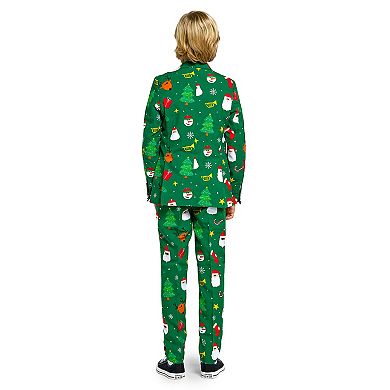 Boys 10-16 OppoSuits Festivity Green Christmas Tree Jacket, Pants & Tie Suit Set