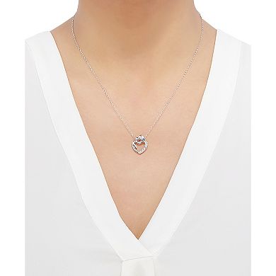 Sterling Silver Diamond Accent Mom & Baby Heart Necklace
