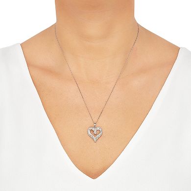 Sterling Silver 1/2 Carat T.W. Diamond Open Heart Pendant Necklace