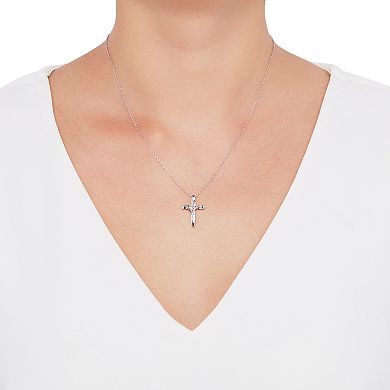 Two-Tone Sterling Silver Diamond Accent Cross Pendant Necklace