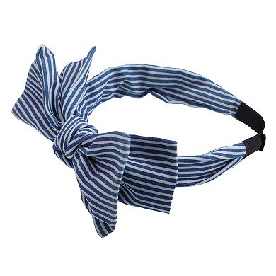 Double Bow Knot Headband Fashion Stripe Pattern 1.34 Inch Wide