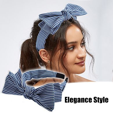 Double Bow Knot Headband Fashion Stripe Pattern 1.34 Inch Wide