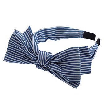 Double Bow Knot Headband Fashion Stripe Pattern 1.34 Inch Wide