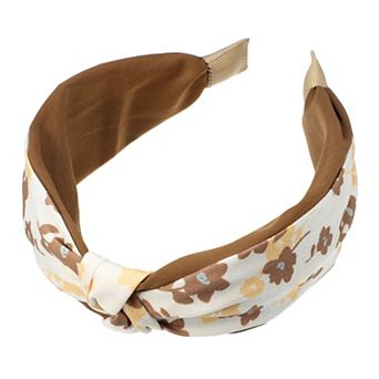 Floral Knot Hairbands No Slip 2.36" Wide Hair Accessories Brown Headband