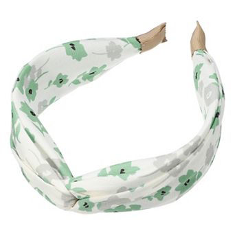 Floral Knot Hairbands No Slip 1.93" Wide Hair Accessories Green Headband