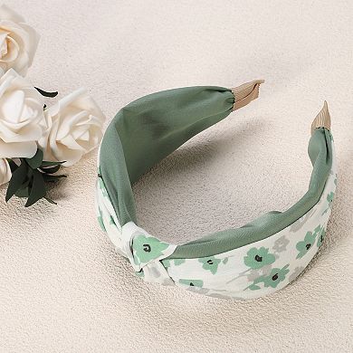 Floral Knot Hairbands No Slip 2.36" Wide Hair Accessories Green Headband