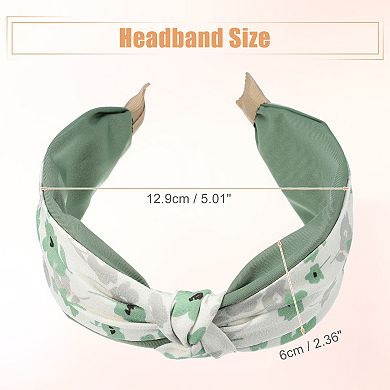 Floral Knot Hairbands No Slip 2.36" Wide Hair Accessories Green Headband
