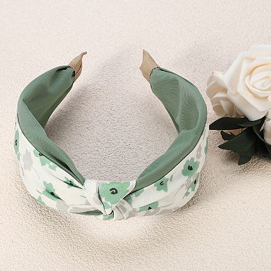 Floral Knot Hairbands No Slip 2.36" Wide Hair Accessories Green Headband