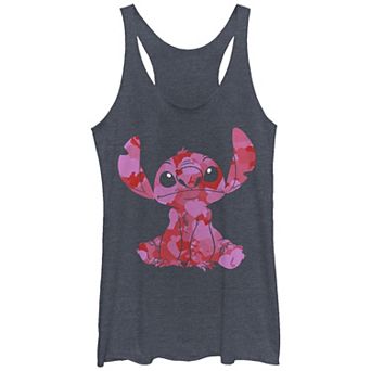 Disney's Lilo & Stitch Juniors' Heart Filled Stitch Tri-Blend Racerback Tank Top