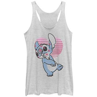 Disney's Lilo & Stitch Juniors' Kissy Face Stitch Tri-Blend Racerback Tank Top