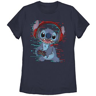 Disney's Lilo & Stitch Juniors' Glitchy Gamer Stitch Graphic Tee