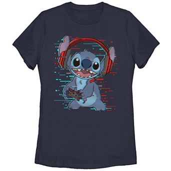 Disney's Lilo & Stitch Juniors' Glitchy Gamer Stitch Graphic Tee