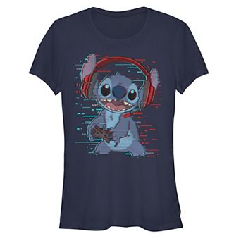 Disney's Lilo & Stitch Juniors' Glitchy Gamer Stitch Graphic Tee