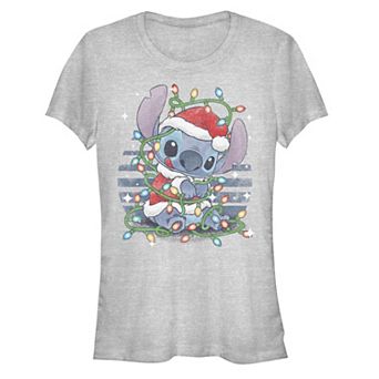 Disney's Lilo & Stitch Juniors' Tangled Christmas Lights Stitch Graphic Tee