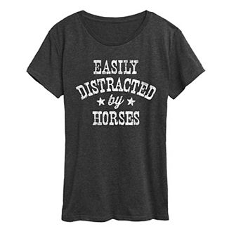 Women's Easily Distracted By Horses Graphic Tee