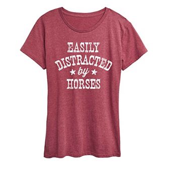 Women's Easily Distracted By Horses Graphic Tee