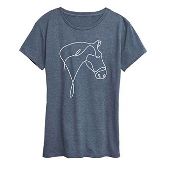 Women's White Line Horse Graphic Tee