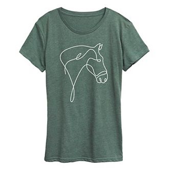 Women's White Line Horse Graphic Tee