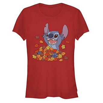 Disney's Lilo & Stitch Juniors' Leaf Pile Fun Stitch Graphic Tee