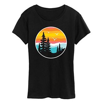 Women's Round Sunset Mountain Graphic Tee