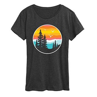 Women's Round Sunset Mountain Graphic Tee