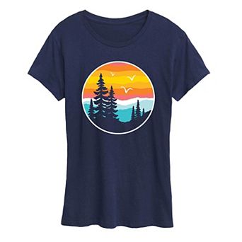 Women's Round Sunset Mountain Graphic Tee
