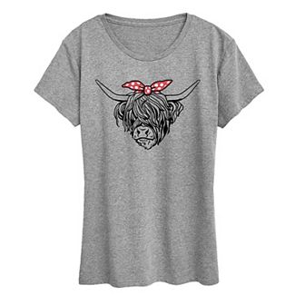 Women's Highland Cow Bandana Graphic Tee