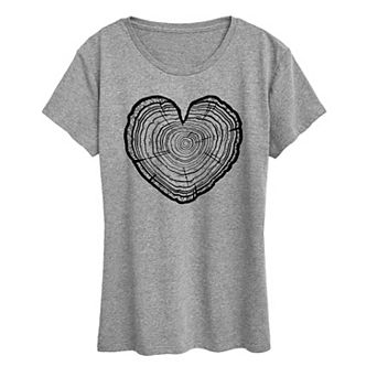 Women's Tree Cross Section Heart Graphic Tee