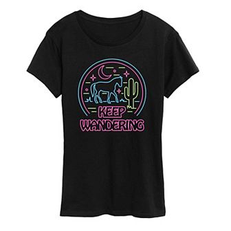 Women's Keep Wandering Neon Graphic Tees