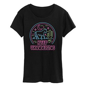 Women's Keep Wandering Neon Graphic Tees