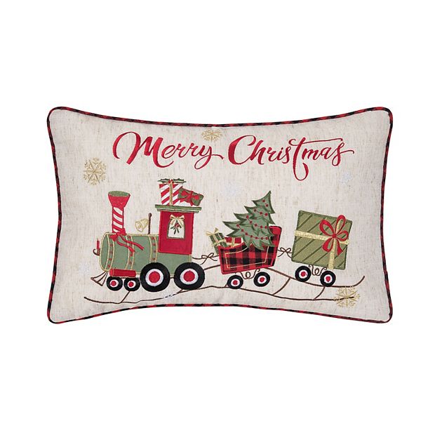 C F Home Merry Christmas Holiday Train Throw Pillow