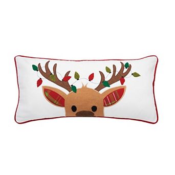 C&F Home Reindeer Plaid & Lights Christmas Throw Pillow