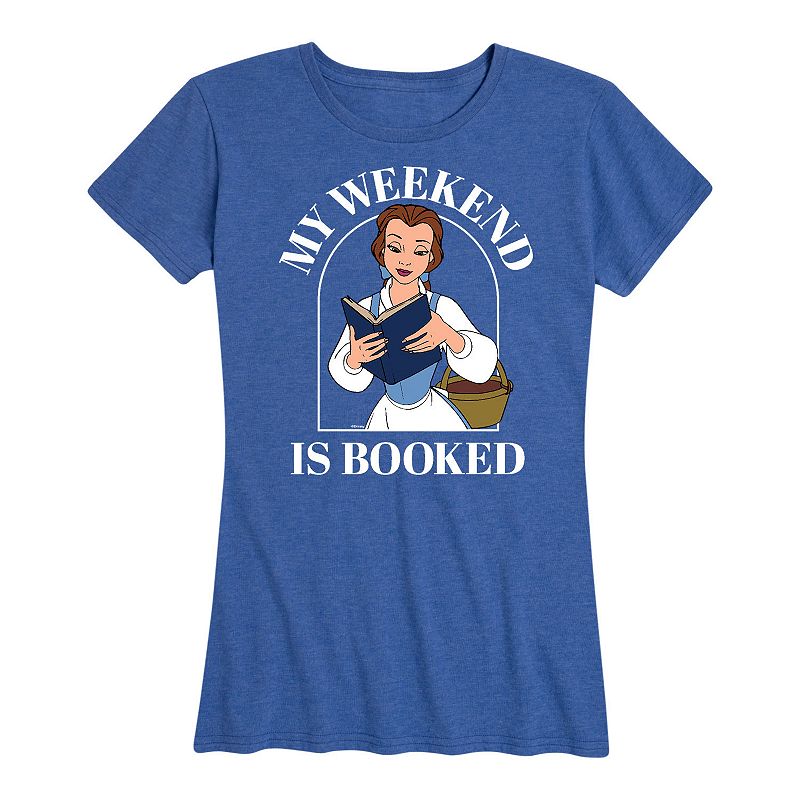 Disney Princess Belle Women's Weekend Graphic Tee, Girl's, Size: XL, Grey Royal Blue