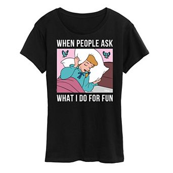 Disney Princess Cinderella Women's What I Do For Fun Is Sleeping Graphic Tee
