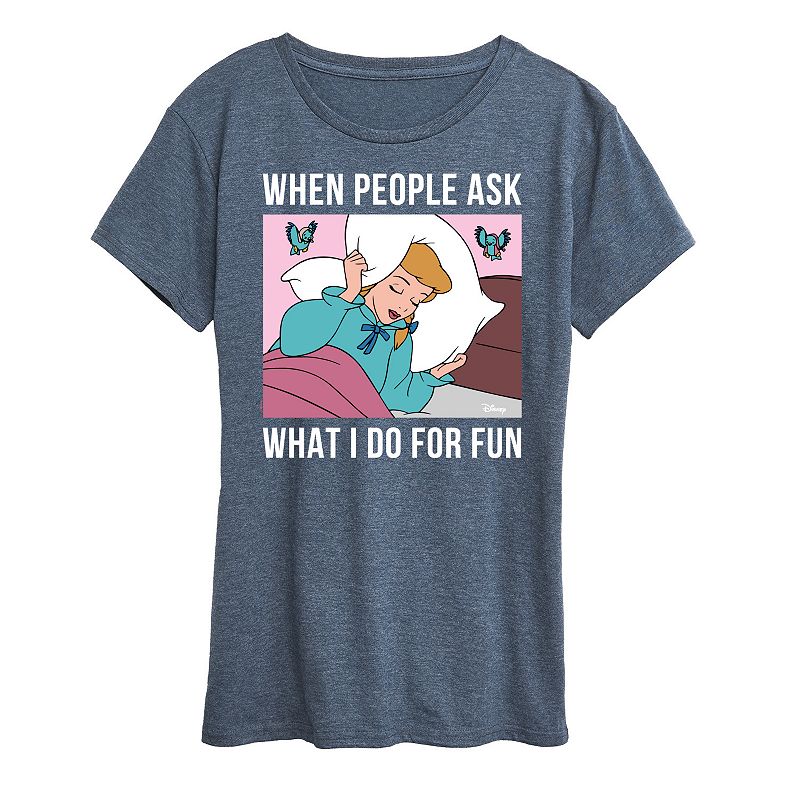 Disney Princess Aurora Women's Sleeping Graphic Tee, Girl's, Size: XXL, Grey Blue
