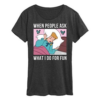 Disney Princess Cinderella Women's What I Do For Fun Is Sleeping Graphic Tee